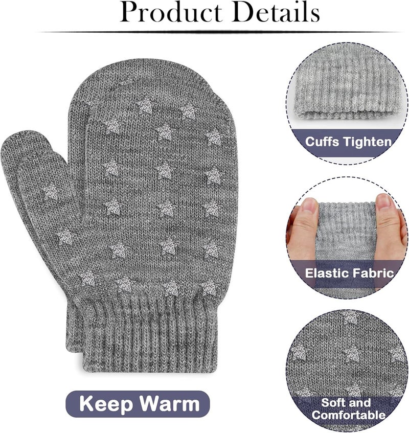 ONESING 5 Pair Toddler Mittens Black Baby Winter Gloves for Girls Boys - Warm Newborn Gloves - Image 2